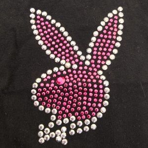 Black Pink Playboy shirt dog pet crystal bunny clothes animal vintage tank tee